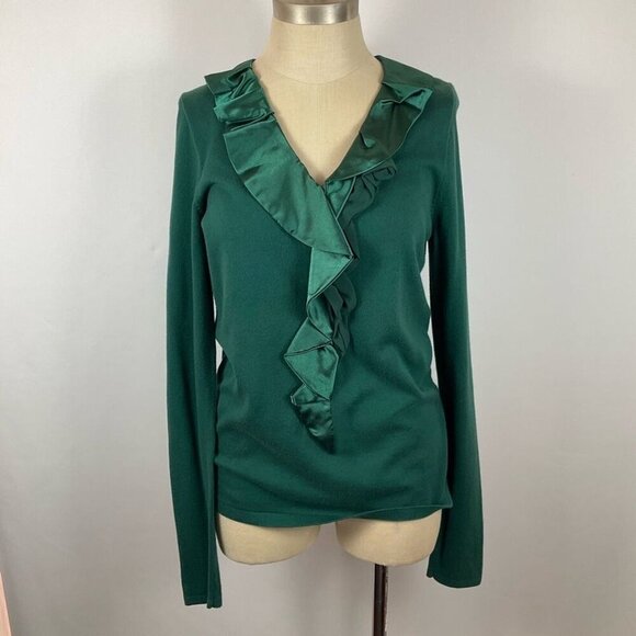 TAHARI Women's Green V-Neck Sweater , size Medium - Picture 1 of 5